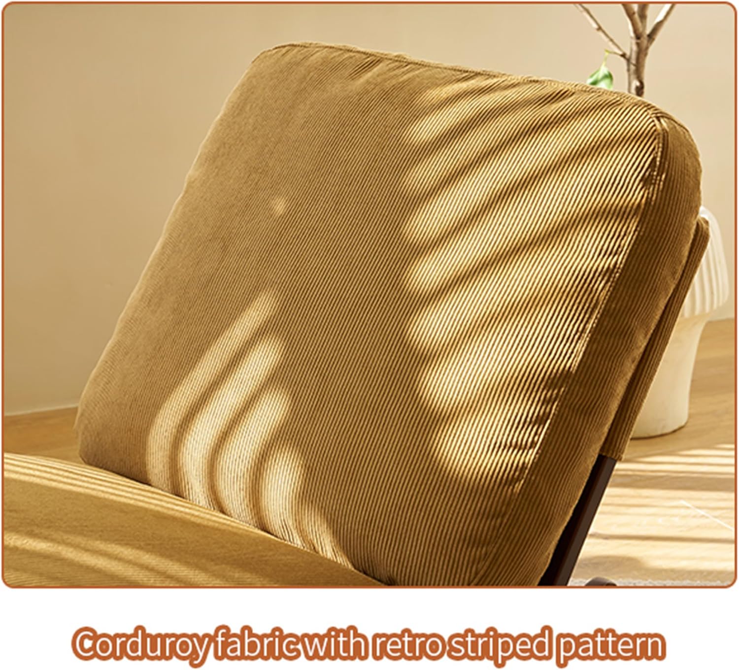 Glider Rocking Chair with Solid Wood Frame, Corduroy Upholstery Glider Chair, Accent Reading Chair for for Bedroom, Living Room, Nursery (Orange)
