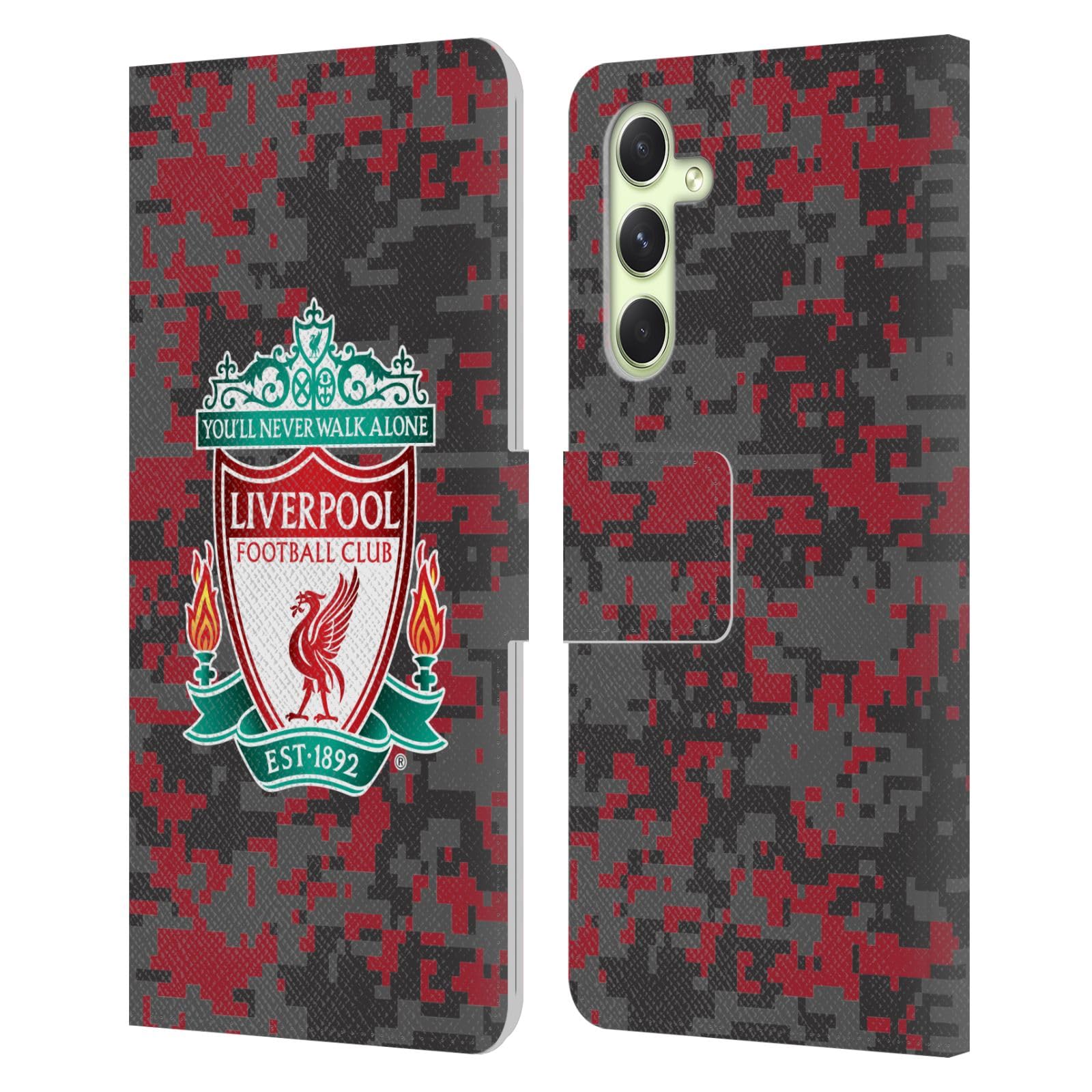 Head Case Designs Officially Licensed Liverpool Football Club Club Colours Crest Digital Camouflage Leather Wallet Case Compatible With Samsung Galaxy A54 5G
