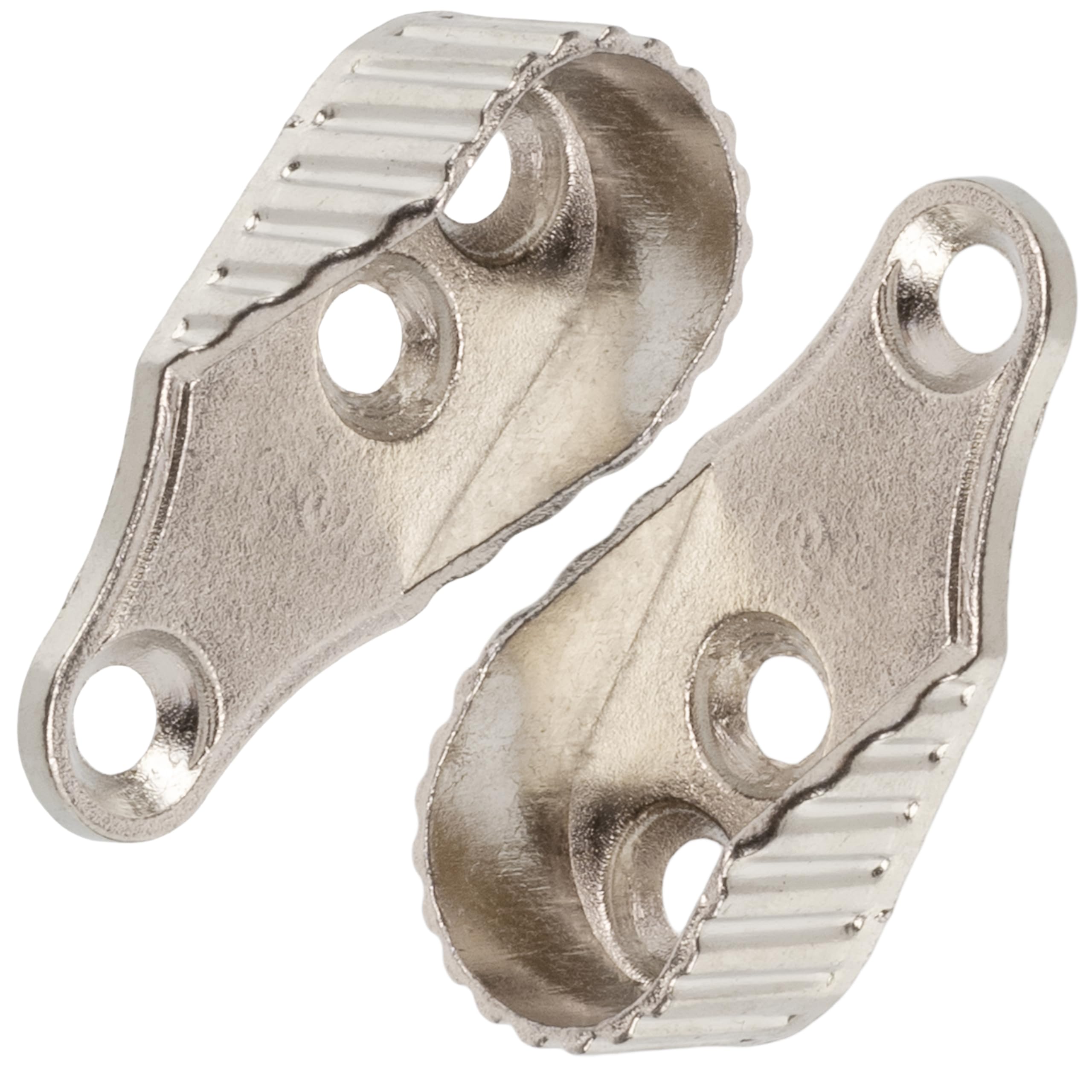 AERZETIX - C74728 - Set of 2 ellipse shaped wardrobe rod brackets 43 x 15 mm - metal - silver colour - wardrobe hanging storage