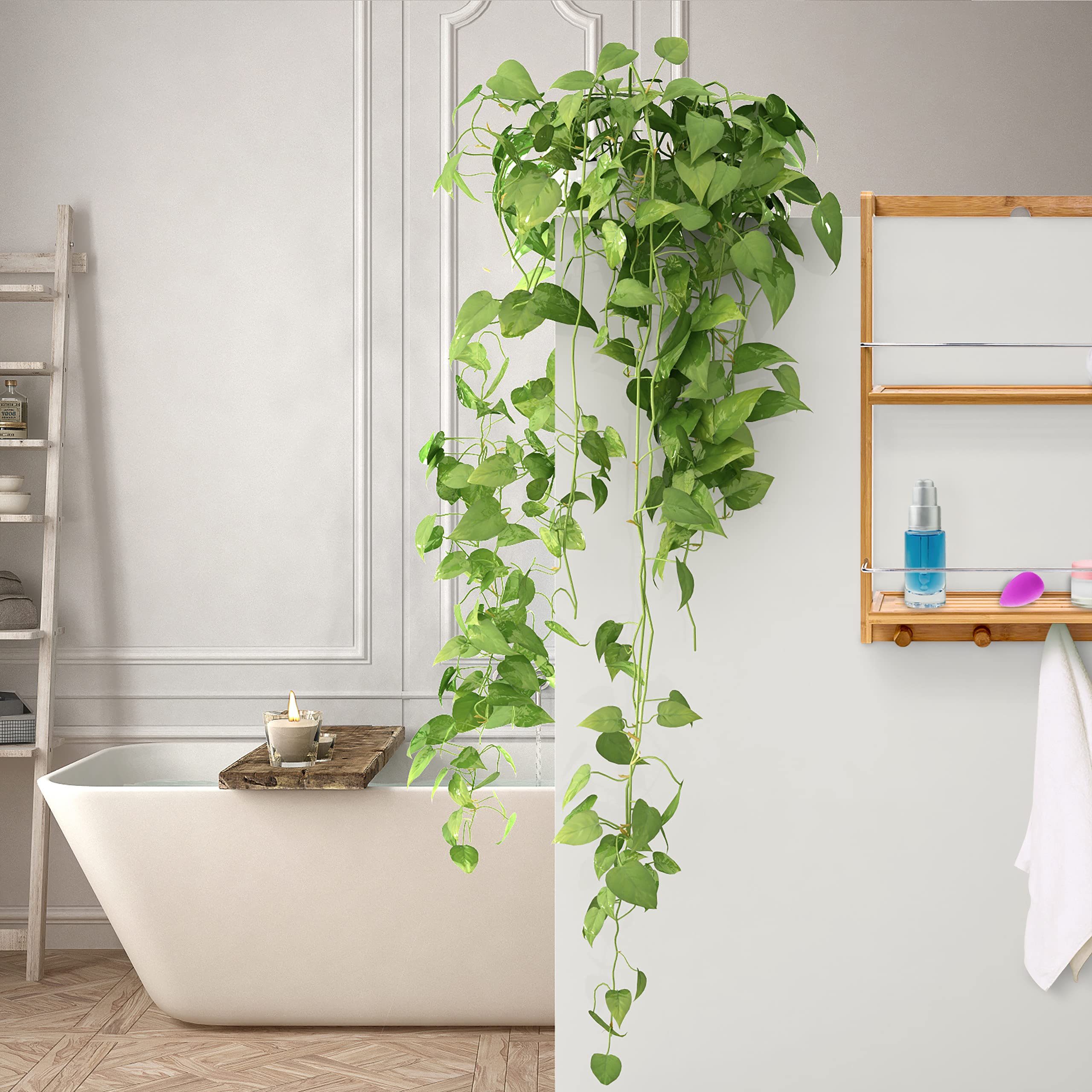 Relaxdays – Estante Colgante de bambú con 2 estantes de Acero de Resistente a la Humedad de la Ducha, 53x38x15.5 cm