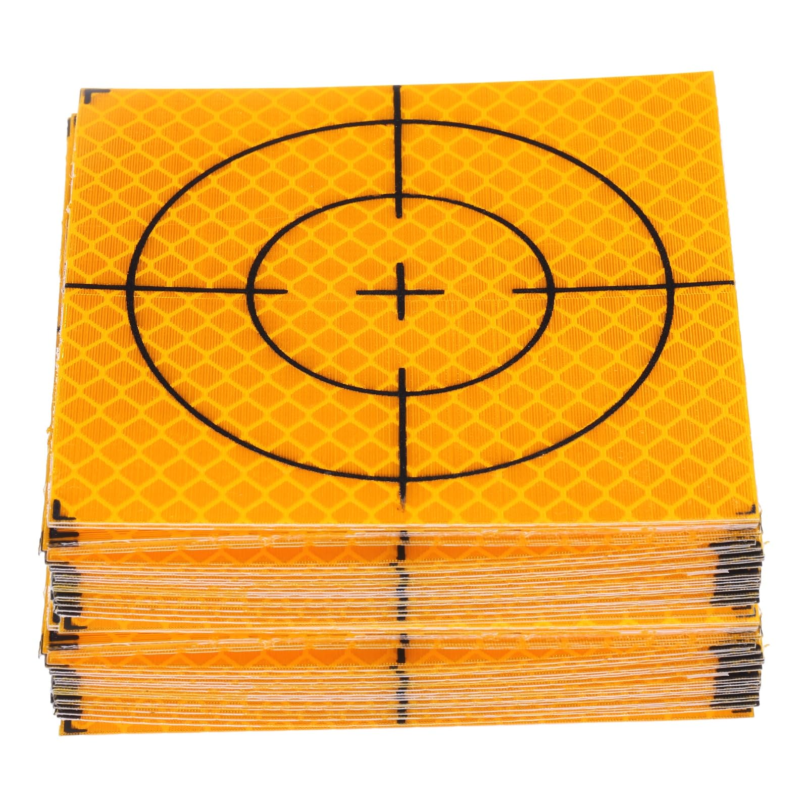 QUARKZMAN 60 Pièces Feuilles Réfléchissantes Topographiques 80mm x 80mm Autocollantes Cibles Marquage Topographie Ruban Réfléchissant Station Totale Pour Inspection Navale Jaune