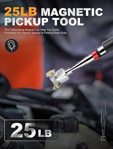 Miniatura 5 de Herramienta de recogida magnética telescópica de 25 libras, barra magnética extensible de 30.7 pulgadas, bolígrafo magnético portátil con clip de