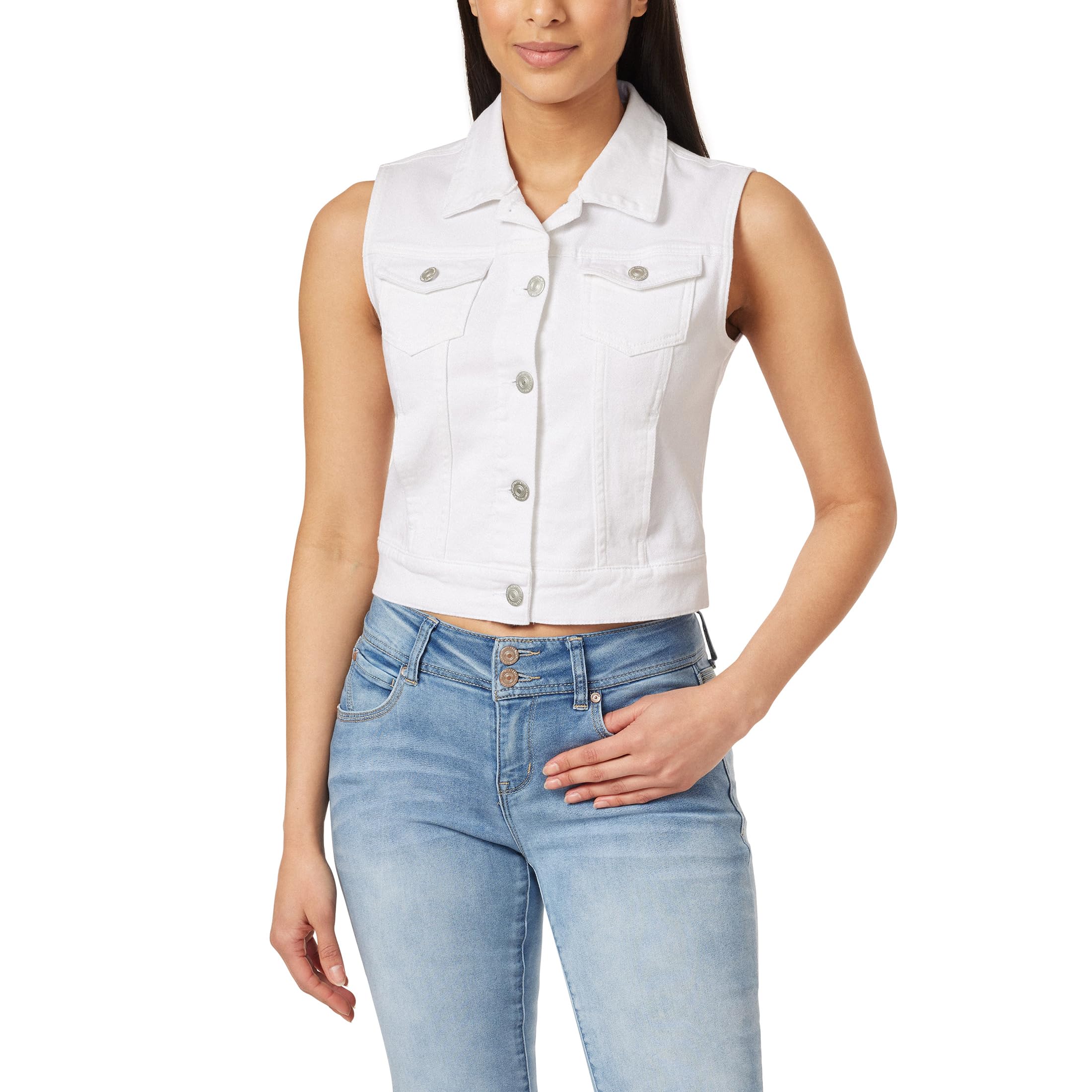 WallFlower womens Dreamer Denim Vest Insta Stretch Juniors
