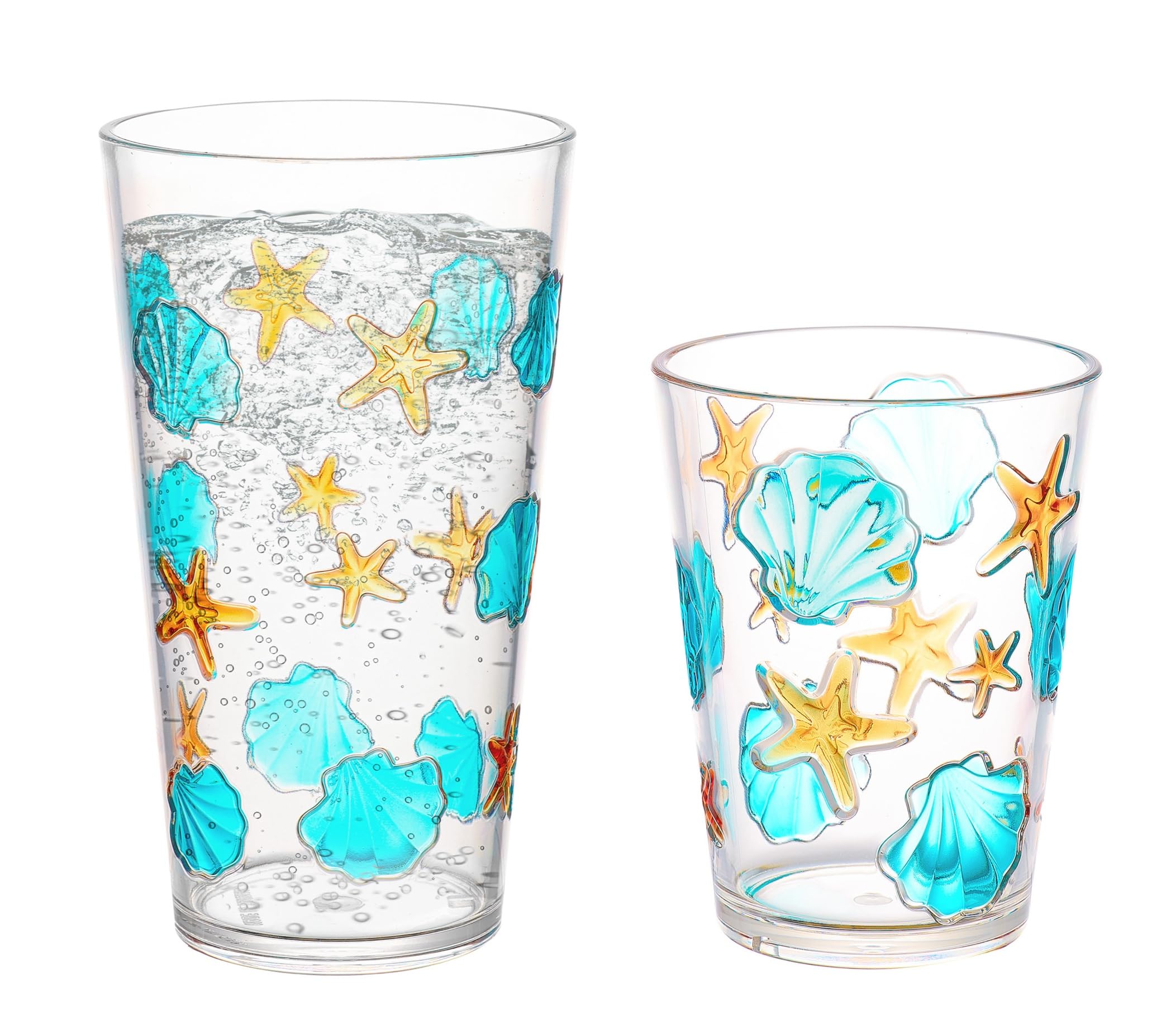 KLIFA- HAWAII series- 15 2 20 9 ounce Set of 8 Sea World Acrylic Drinking Glasses Shatter-proof Tumblers