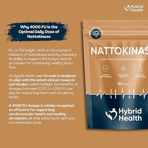 Miniatura 4 de Hybrid Health Nattokinase 180 tabletas  200 mg 4000 FU  Procedente de soja fermentada naturalmente  Fórmula vegana de alta resistencia, sin OMG, sin