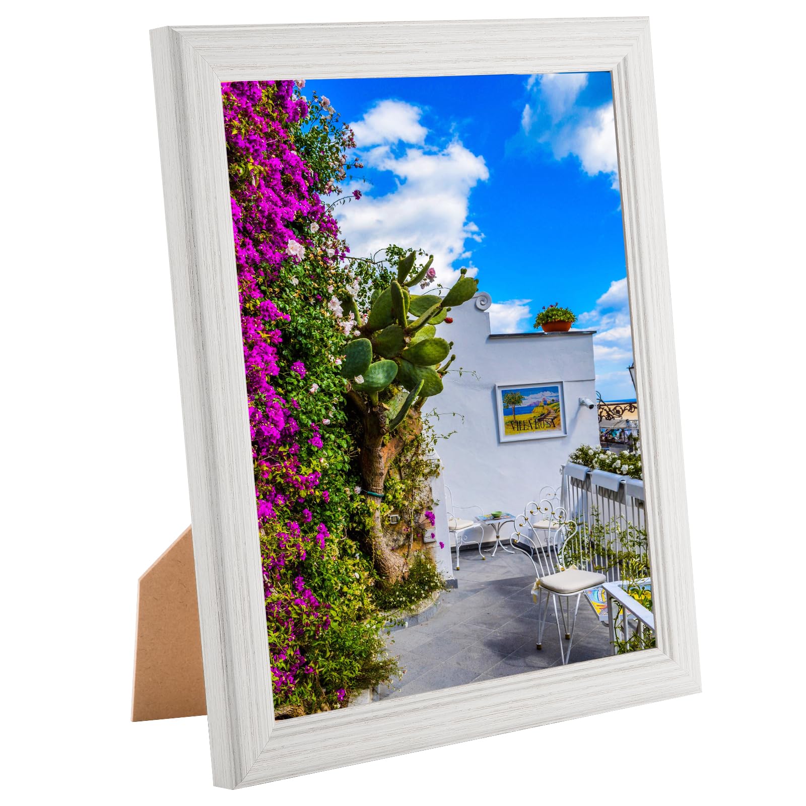 Photo 1 of 10x12 Wood Frame White, Natural Woodgrain 12x10in Picture Frame, Rustic Wooden 10 x 12 inch Gallery Photo Poster Frame with HD Plexiglass, Horizontal Vertical Wall Mounting Tabletop Display 1Pcs