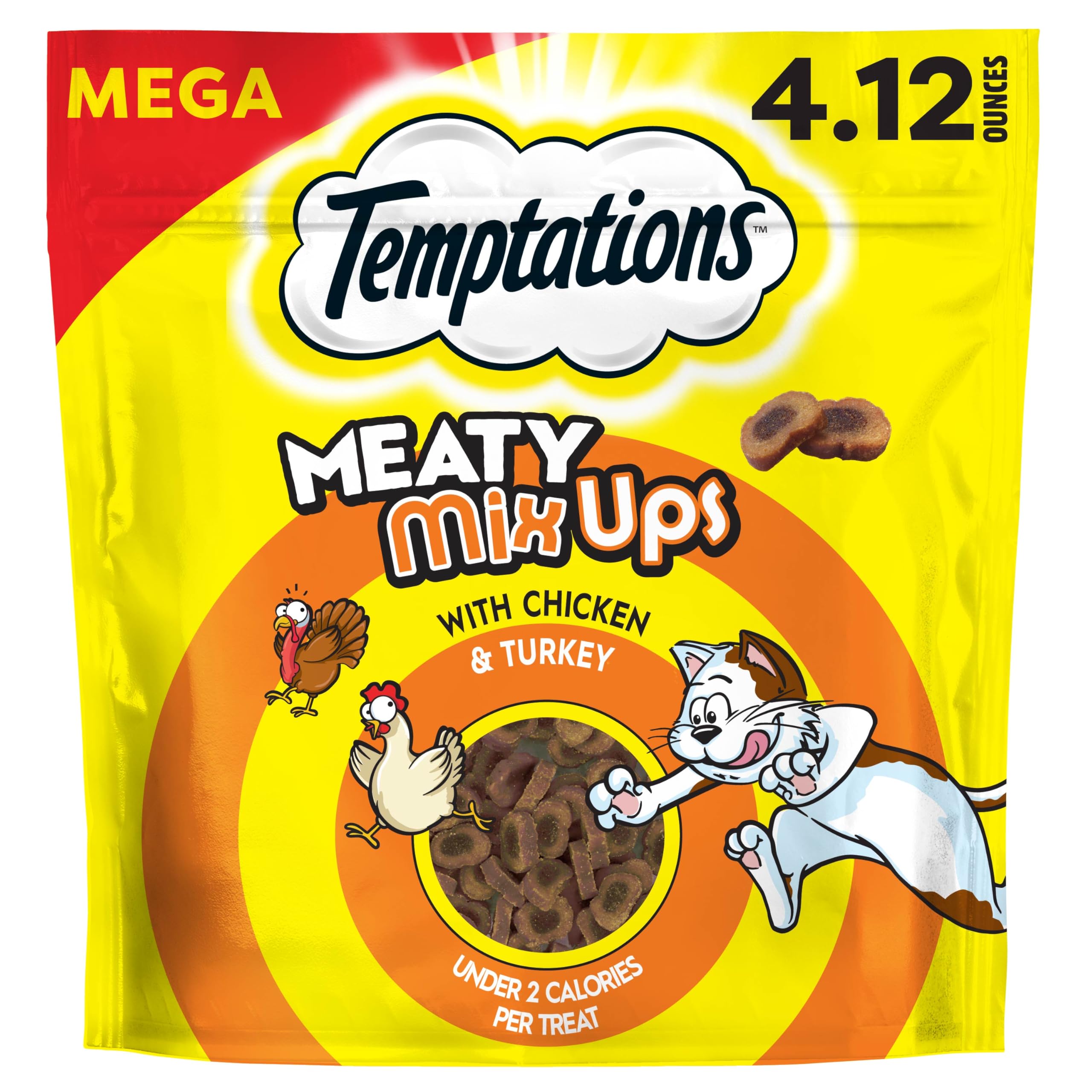 Temptations Meaty MixUps Cat Treats with Chicken & Turkey, 4.12 oz. Pouch