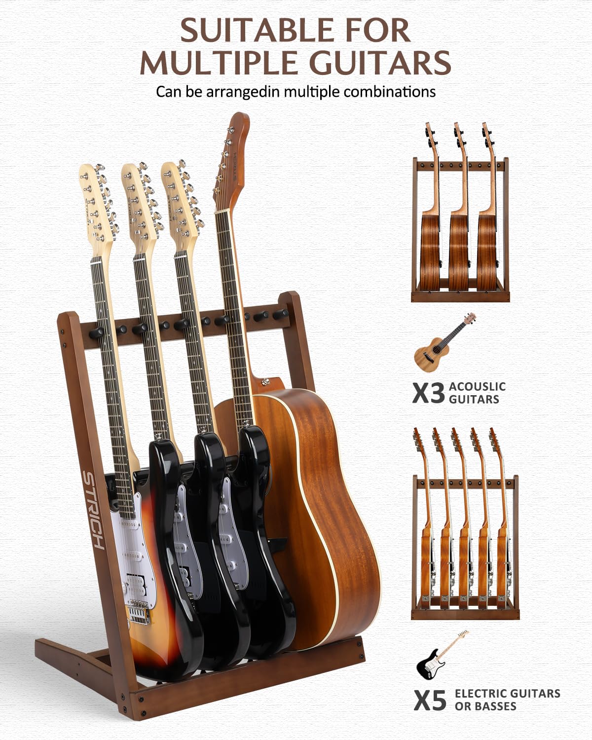 STRICH Support de guitare multiple SMT-10 (5 supports)
