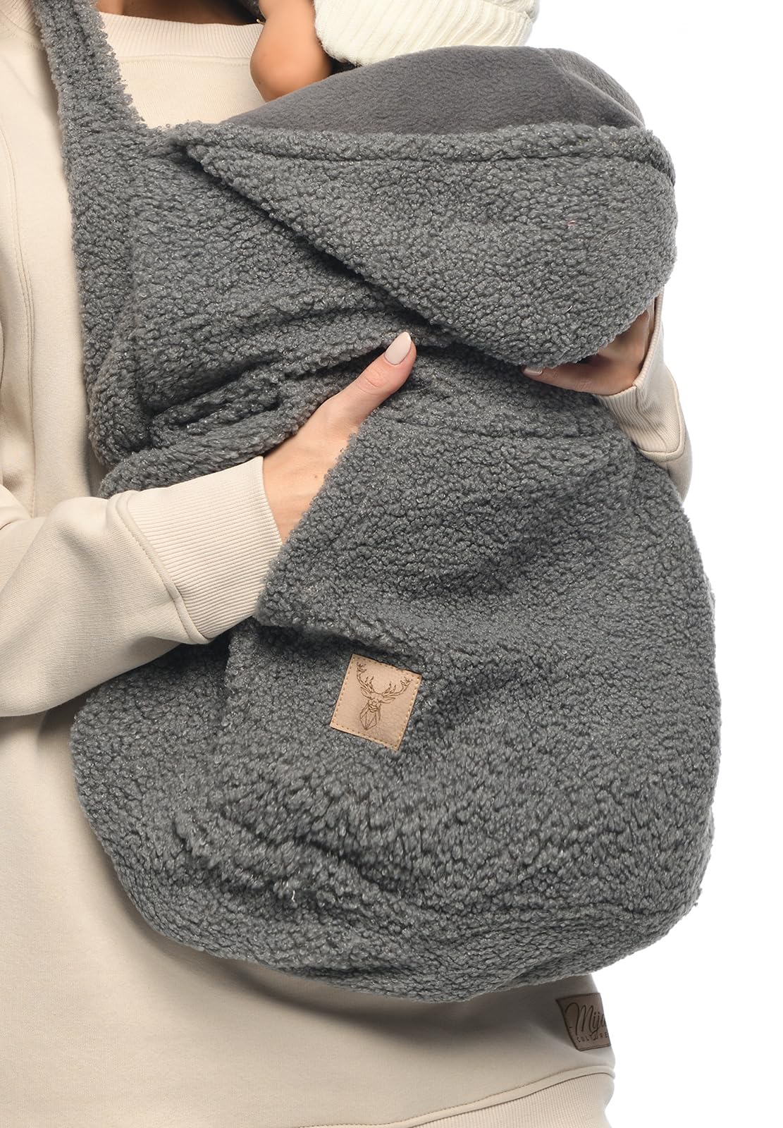 MijaCulture Housse de transport Teddy M025 pour porte-bébé - Couverture chaude grise