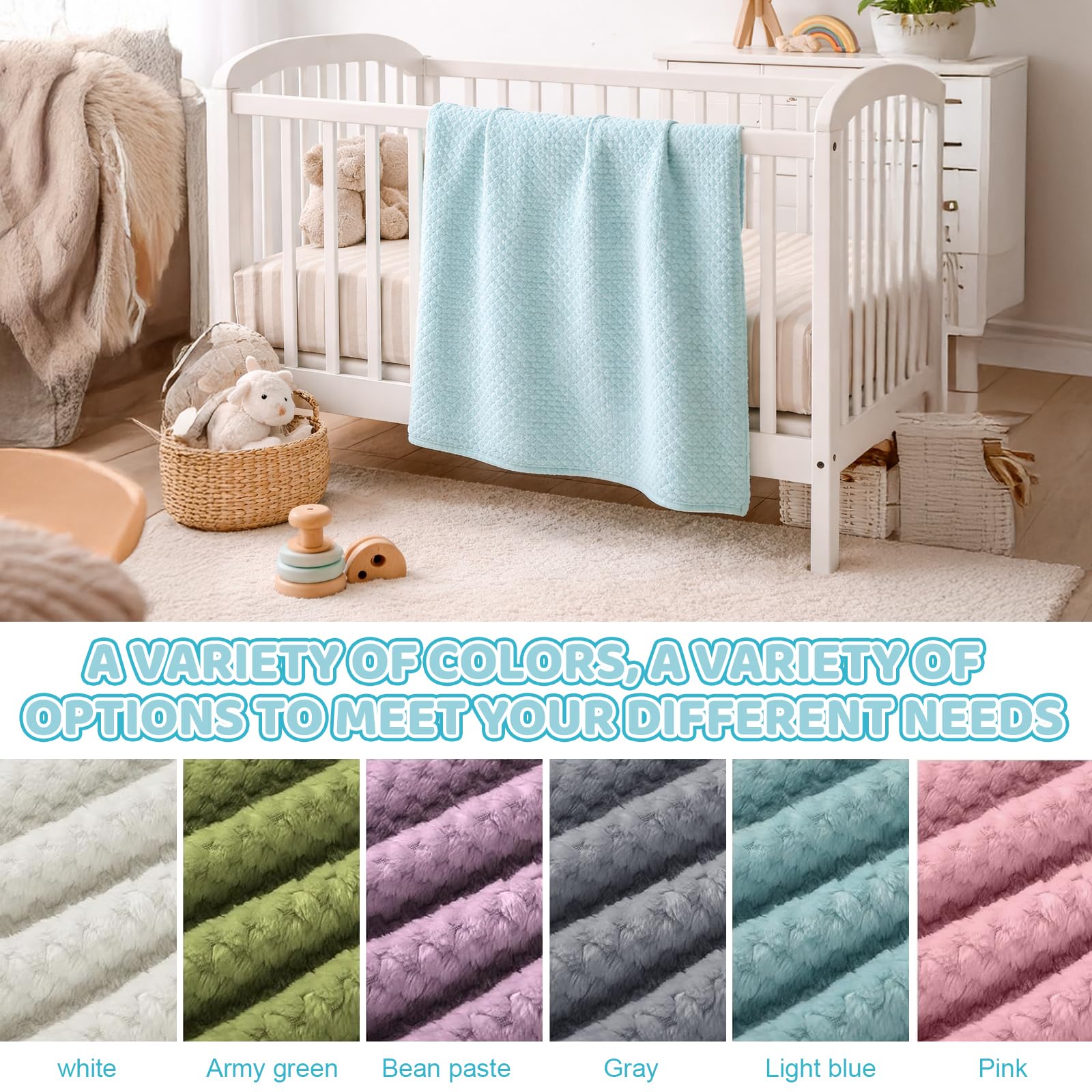 LYCN 6 coperte per neonati, 102 x 76 cm, in morbido pile a nido d'ape, soffici e calde, per bambini, neonati, ragazzi e ragazze (6 colori)