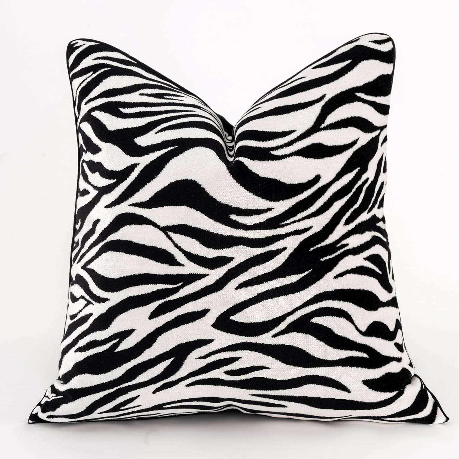 1pc luxury palace royal contemporary pillow cover zebra-stripe black and white animal pattern single-sided high-precision jacquard velvet cutting