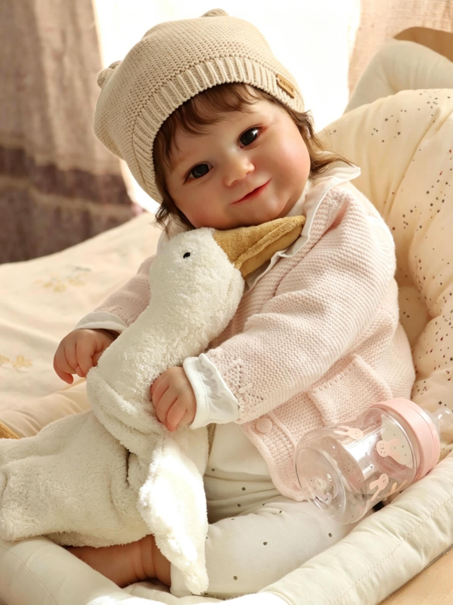 RXDOLL Realistyczne lalki Reborn Baby Dolls Girl Cloth Body Baby Dolls, 61 cm, realistyczne lalki niemowlęce, które wyglądają jak prawdziwe, miękkie winylowe silikonowe lalki Reborn z ukorzenionymi