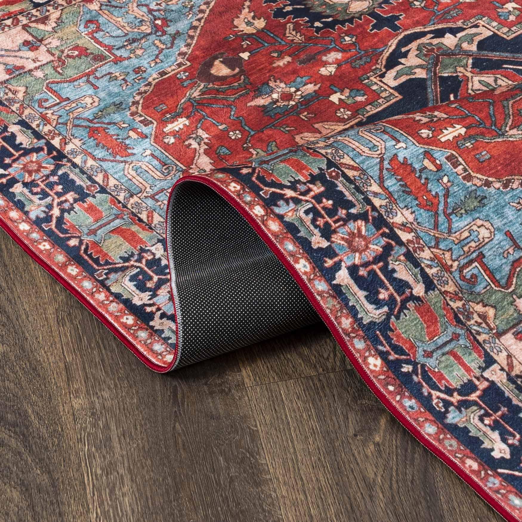 Mazovia Teppich Orientalisch Vintage - Waschbar rutschfest - Weich Traditioneller Teppich für Wohnzimmer Orientteppich - Fußbodenheizung geeignet - Rot Burgunderrot 200 x 300 cm
