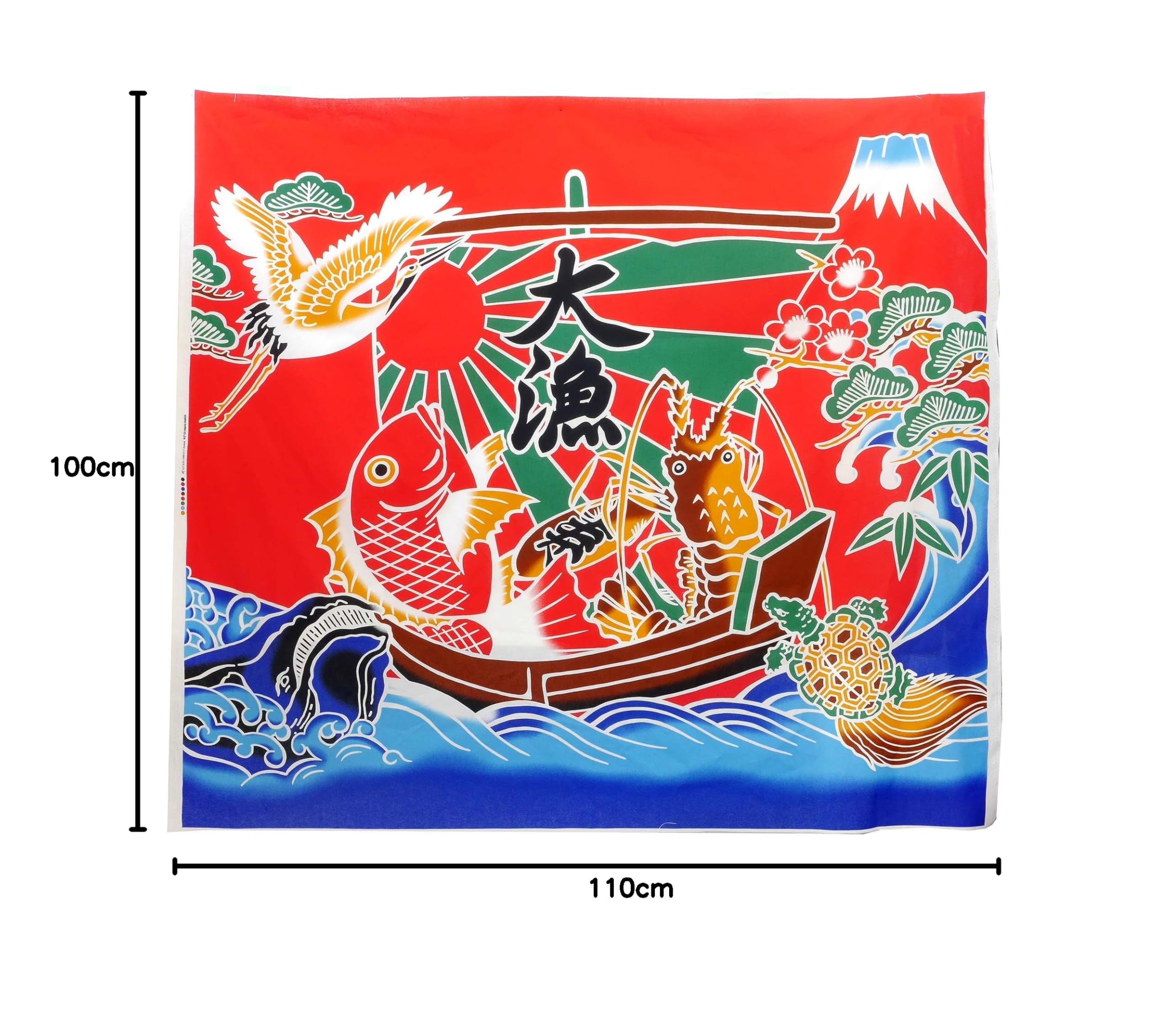 Amazon | NASKA 生地 大漁旗 約110cm幅×100cm Col.1 赤 パネル 85801