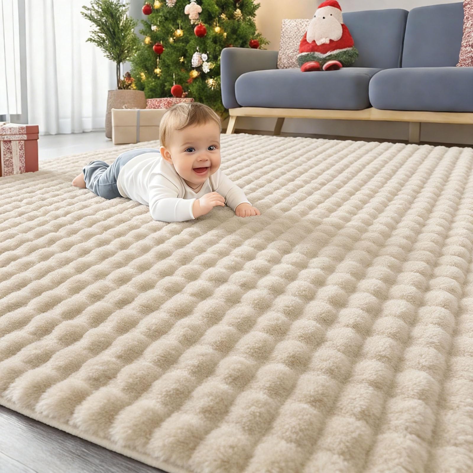 Homaxy Hochflor rutschfeste Teppich Wohnzimmer