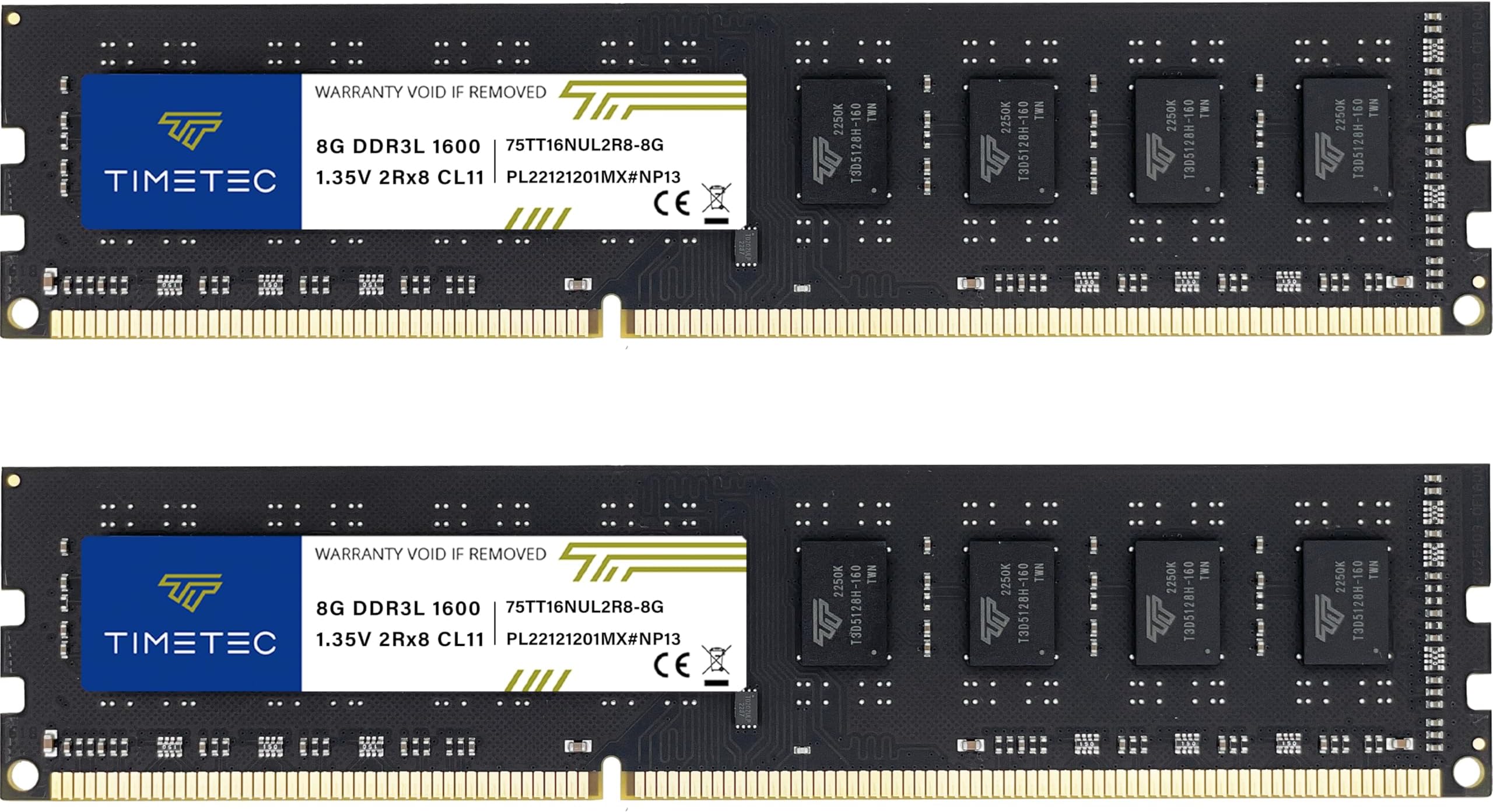 Timetec (P/NT160UNE08GHC) 16GB KIT (2*8GB) 1600MHz (PC3 - 12800) Non-ECC Unbuffered CL11 1.35/1.5V 204 Pins UDIMM Desktop/Laptop Notebook Memory Modules Upgrade - for Acer, ASUS/ASmobile, Biostar, Dell, Fujitsu, Gateway, Gigabyte ,HP,Lenovo, NEC, MSI,Samsung, Sony, Supermicro ,Toshiba and more (16GB KIT (2*8GB))