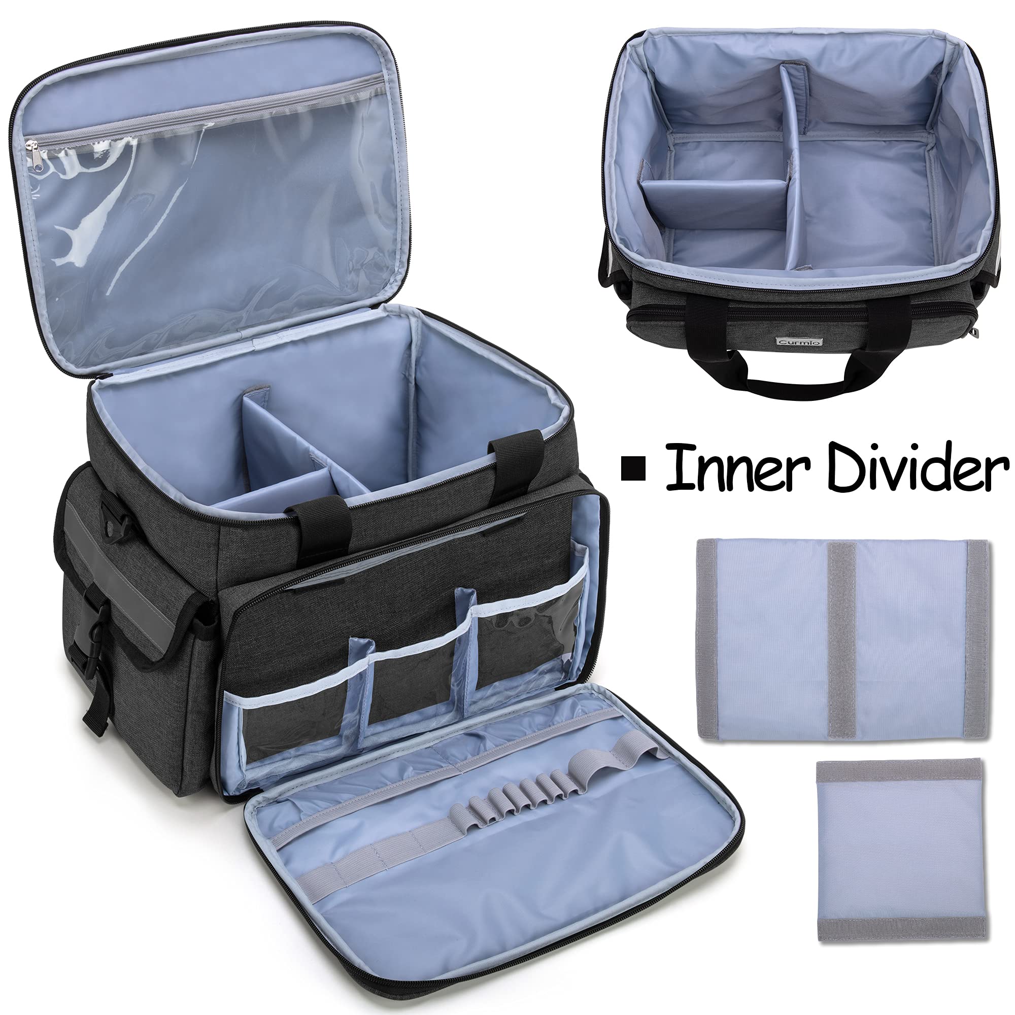 CURMIO Bolsa de Primeros Auxilios, Botiquín de Primeros Auxilios, Bolsa para Emergencias con Bandolera y 2 Divisores Desmontables y 2 Detachable Dividers, Bolsa Médico, Sola Bolsa