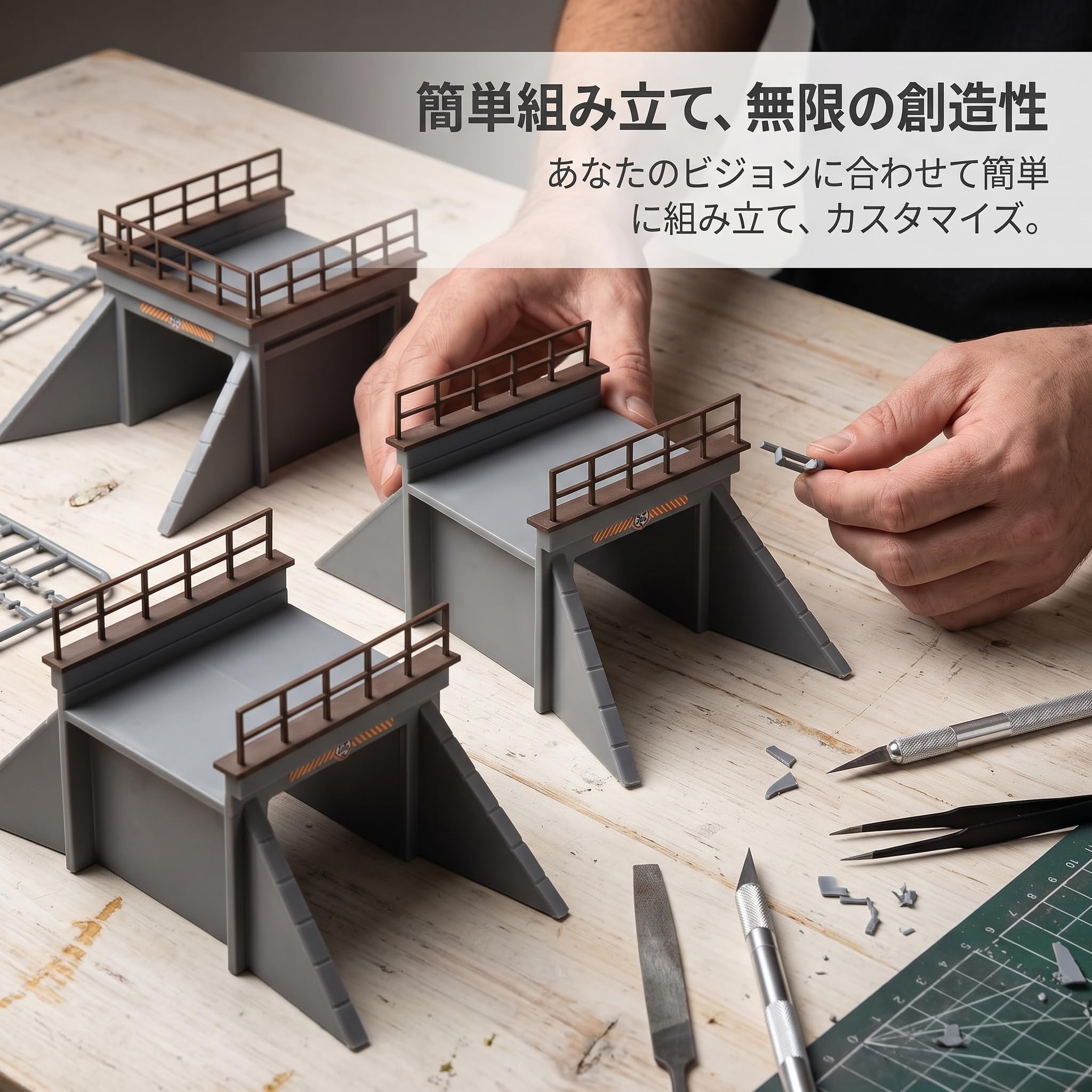 Kit Culvert per Diorama Ferroviario 1:87, Accessorio per Modellismo Ferroviario, train model scene, Doppio binario grande