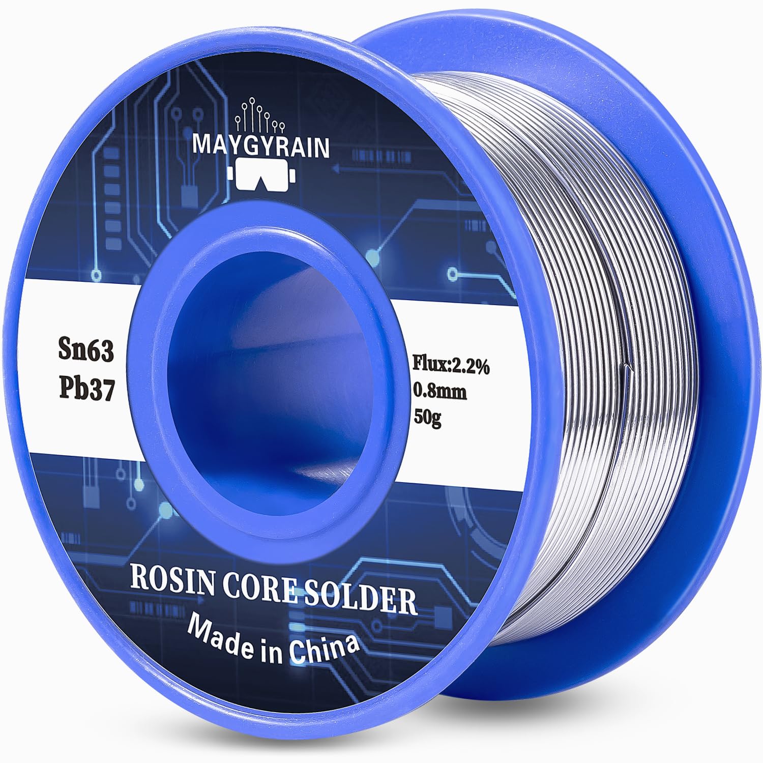 For Electronics Repair – 0.8mm 50g Rosin Core Solder Wire, 63/37 Tin Lead Alloy, Low Melting Point 361℉/183℃, 2.2% Flux for PCB Soldering & DIY