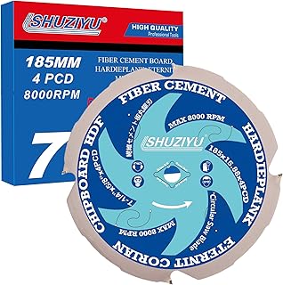 LSHUZIYU 7-1/4"(185mm)-4PCD, Arbor 5/8", Polycrystalline Diamond Tipped 4 PCD, Hardie Blade, Fiber Cement Circular Saw Blade