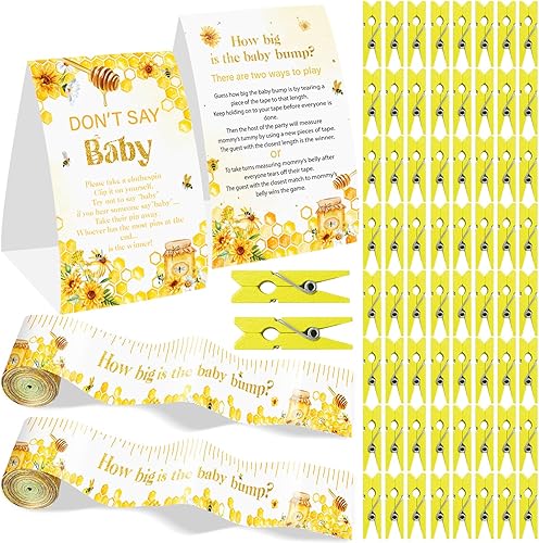 Miniatura 8 de Los juegos de mariposa para baby shower firman qué tan grande es la barriga de mamá y no digas bebé, 2 rollos de medición de abdomen y 50 mini