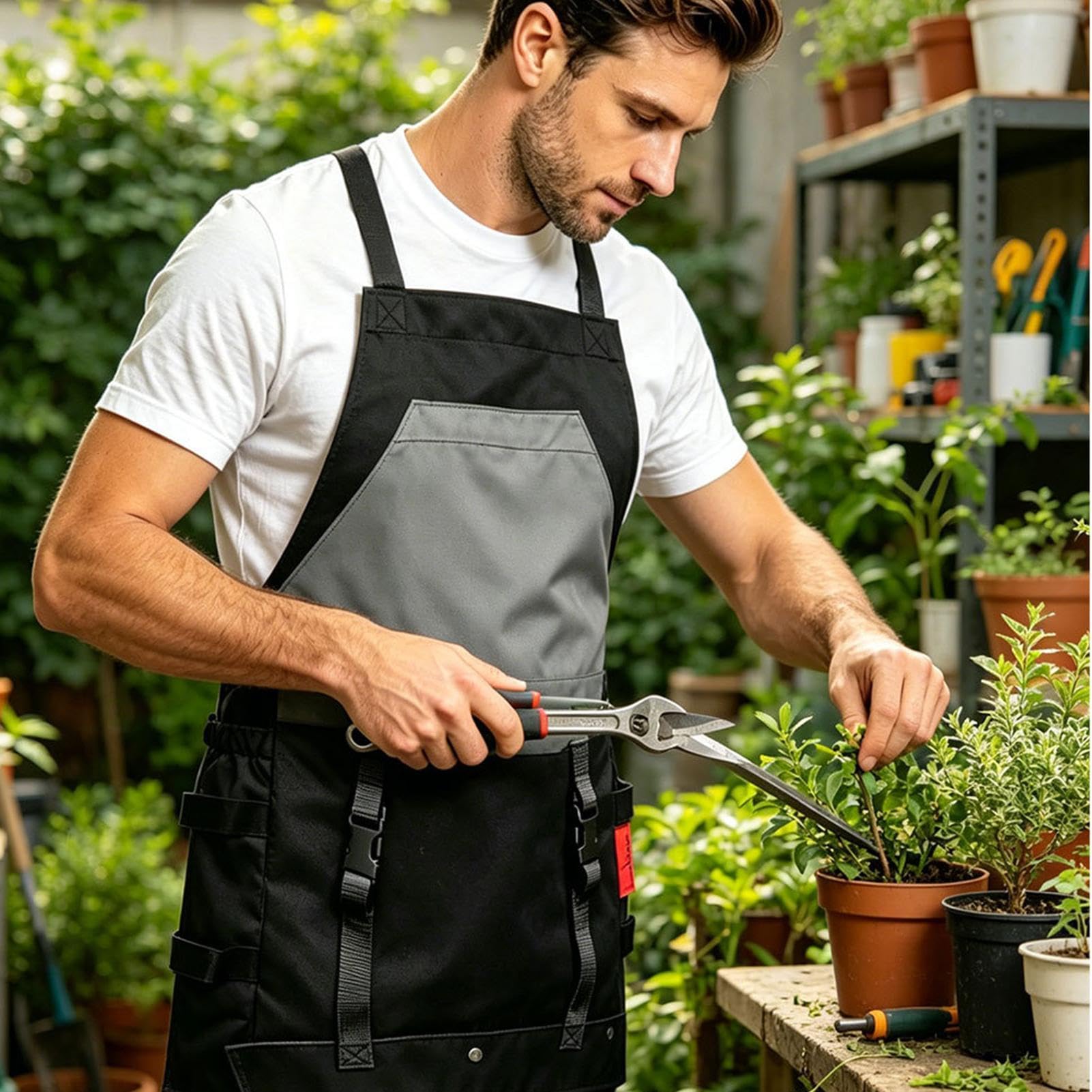 Generisch Delantal de jardín – Delantal impermeable con espalda cruzada, protección de jardín con bolsillos, correa cruzada ajustable para hombre y mujer, jardinero, patio, granja, recolección
