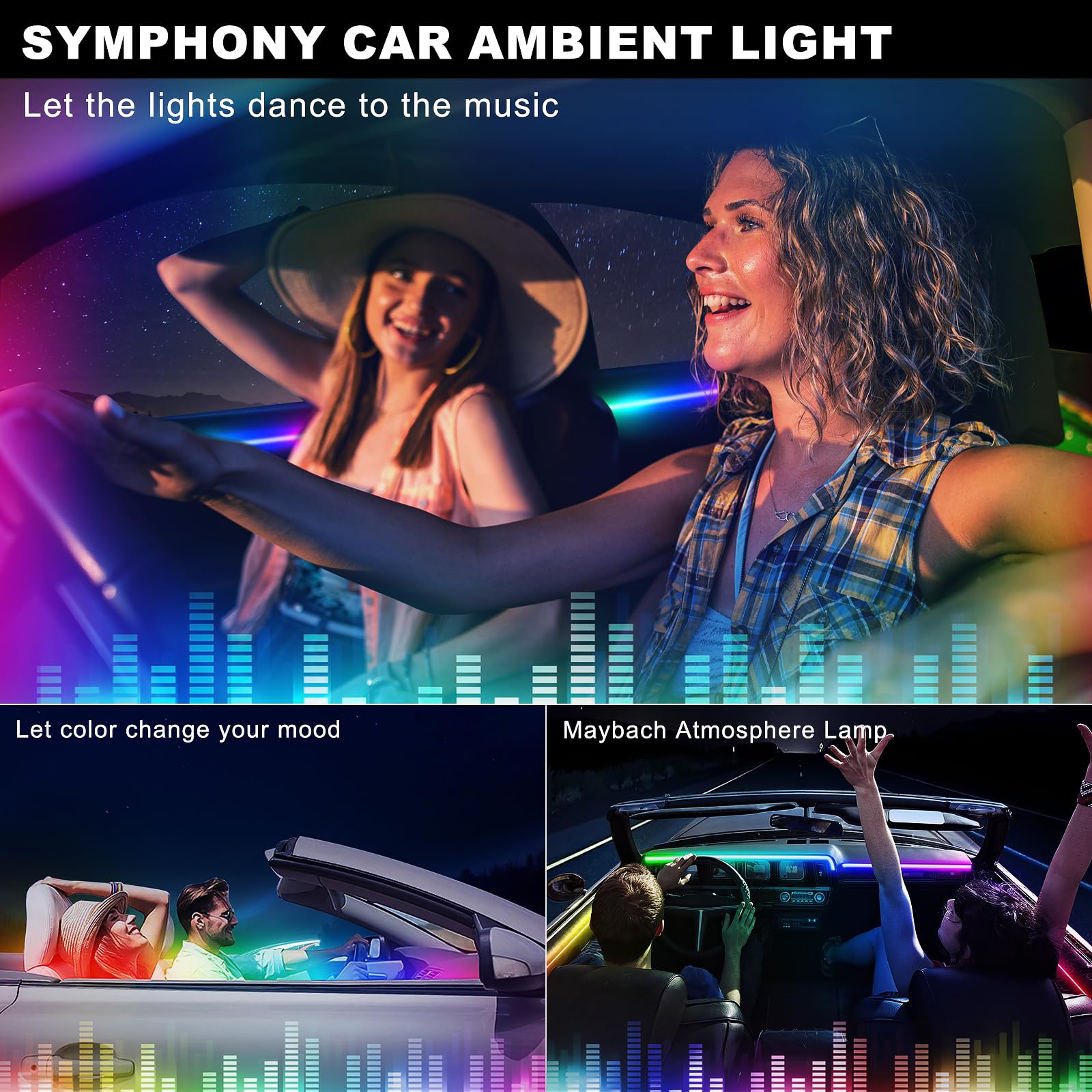Dream+Color Acrylic Interior Car LED Strip Light with Wireless APP, RGB 18 in 1 with 175 inches 612 LEDs Fiber Optic Strip Lights for Car, Dual Zone Music Sync Neon Car Ambient Lighting Kits