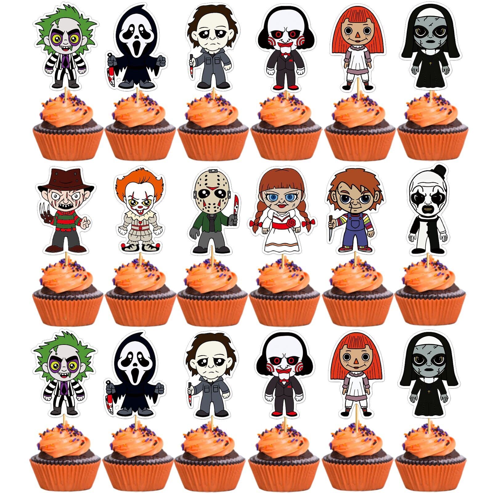 Buy 48Pcs Horror Classic Movie Cupcake Toppers Halloween Cupcake