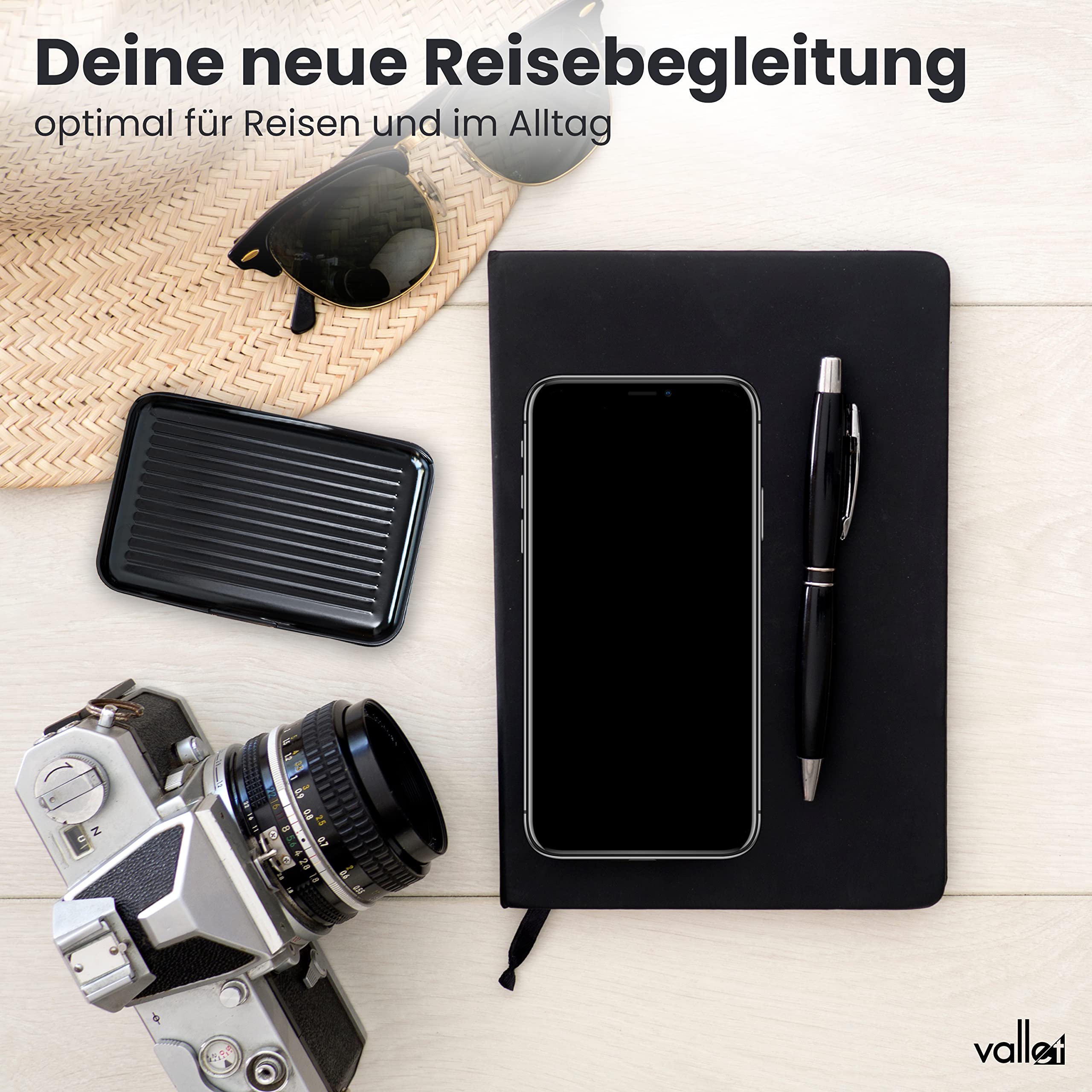 VALLET® Kreditkartenetui aus Aluminium | Ideal als Kartenetui & Visitenkarten Etuis | NFC & RFID Schutzhülle | Schützt Ihre EC-Karten vor unerlaubtem Auslesen | für Damen & Herren
