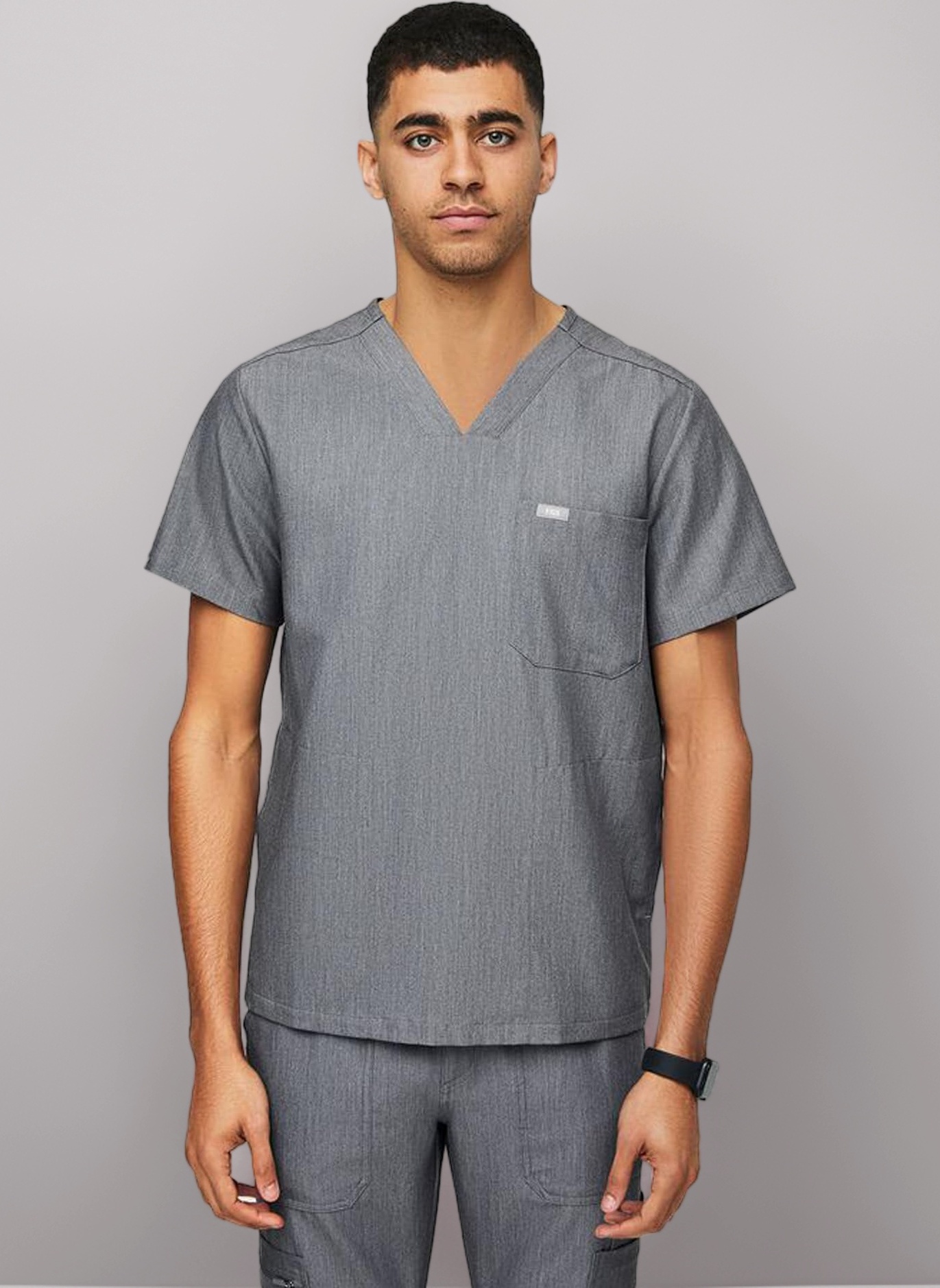FIGS Chisec Scrub Top for Men – 3 Pockets, Tailored Fit, Squared V-Neck, 4-Way Stretch, Moisture-Wicking Men's Scrubs