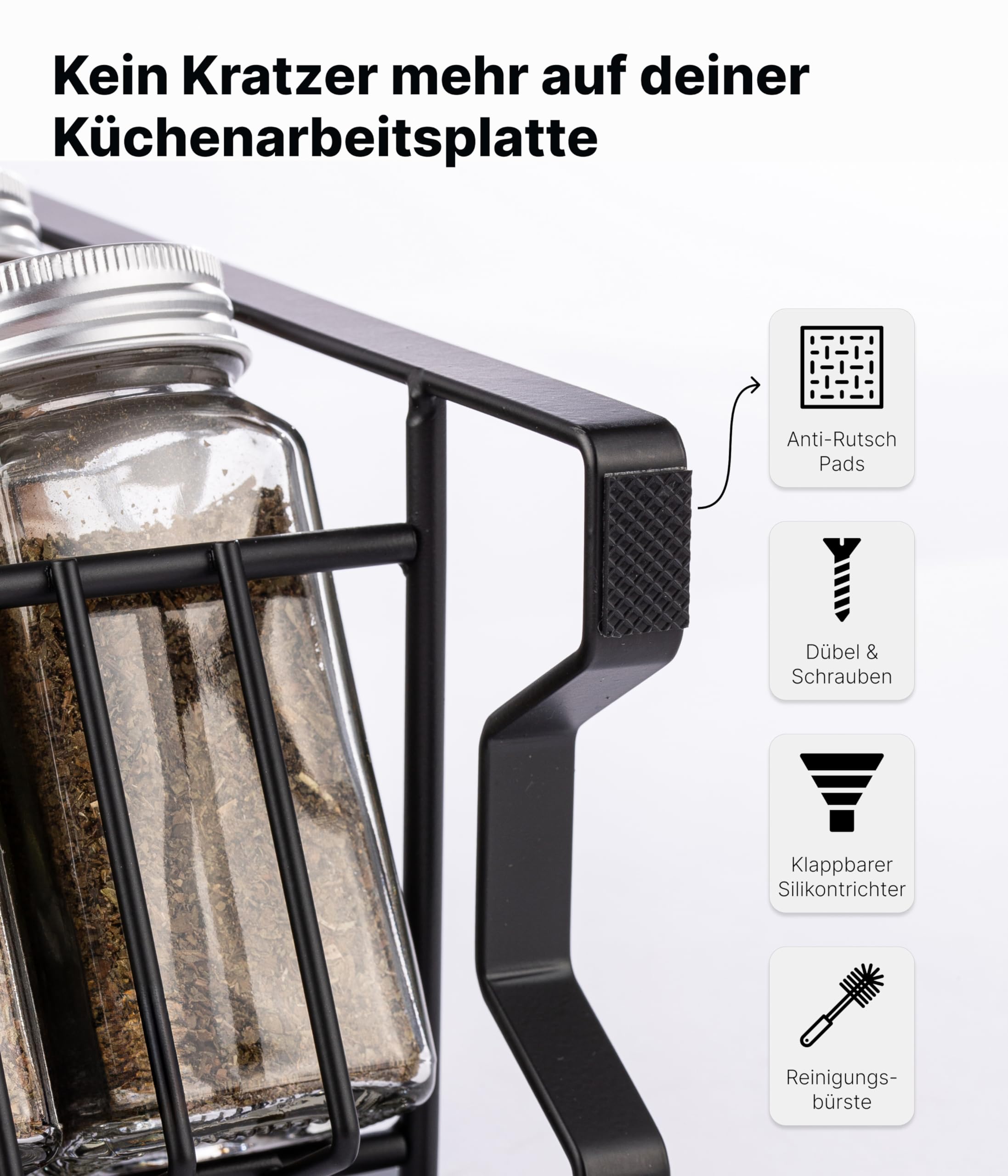 Deco haus® Gewürzregal Stehend & Wand [MIT GEWÜRZDOSEN & ETIKETTEN] - Gewürz Organizer - Spice Rack Organizer - Gewürzständer - Gewürzregalsystem Hängend - Gewürzaufbewahrung - Gewürzgläser mit Regal