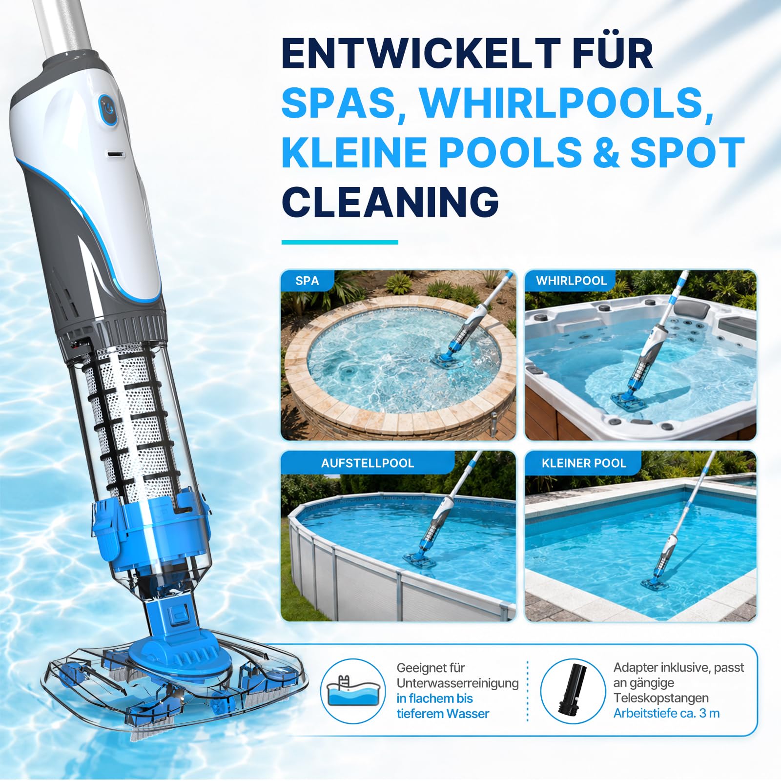 2026 Poolsauger Akku, Pool Staubsauger Handsauger Kabellos