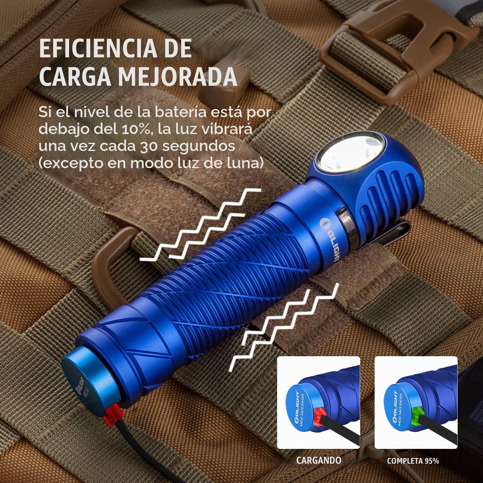 OLIGHT Perun 2 Linterna Frontal Recargable 2500 Lumen 12 Días Máx 166 Metro | Cabeza Frontal LED Alta Potencia 5 Luz Modos Blanco y Rojo Regulable, 150 Metros, Impermeable IPX8, Trabajo, Camping, Azul