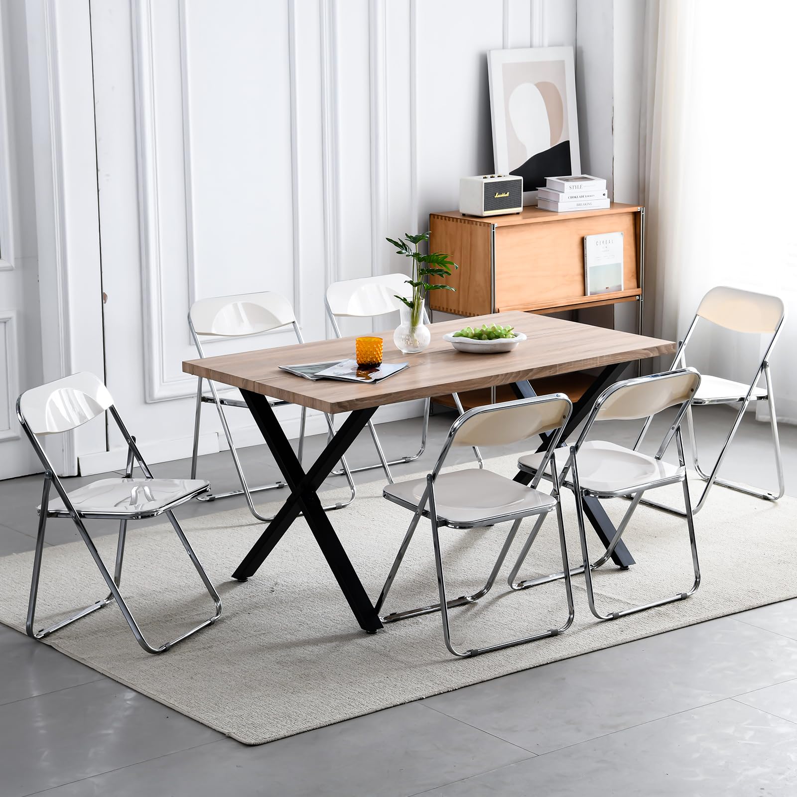 Set 4 Sedie Pieghevoli Anvofong - Struttura Metallo, Materiale PP, Bianche - Foto 7