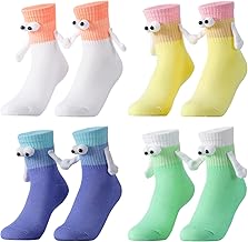 Utensilsto 4 Paar Magnetische Socken mit Händen 36-40 Hand in Hand Socken mit Magnetarmen Lustige Alberne Geschenke für Frauen Männer Freundin Freunde Paare Kinder Familie Partner