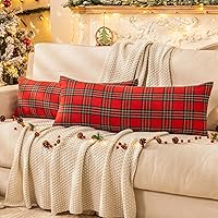 Vista 8 de Aqothes - Paquete de 2 fundas para cojines decorativos de Navidad, con estampado de cuadros escoceses para decoración festiva de granja u hogar