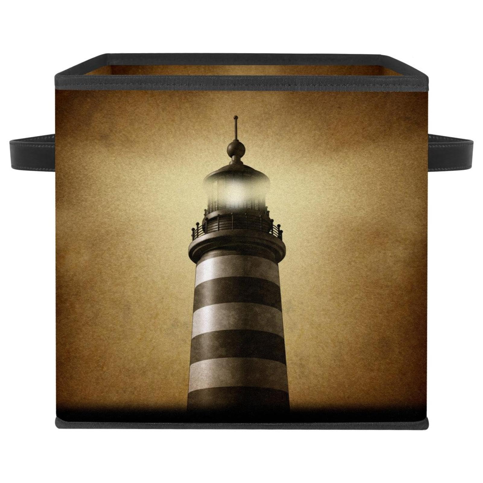 Cube de rangement en tissu Phare vintage aux finitions soignées