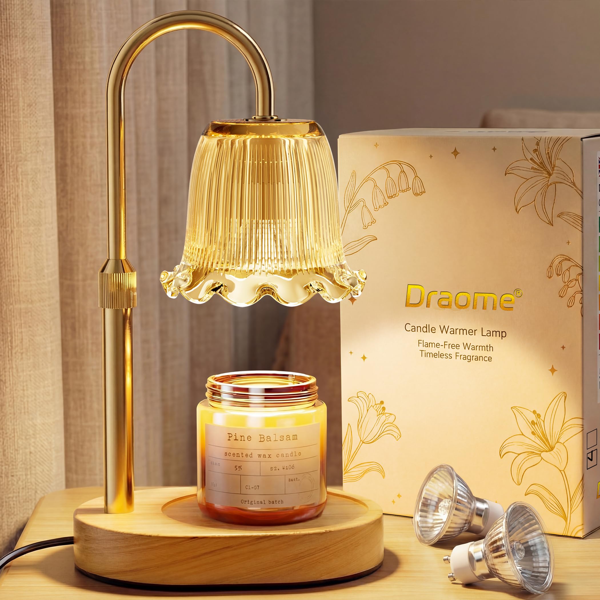 Draome Candle Warmer Lamp - Dimmable, Height Adjustable with Timer, 2 Bulbs — image 1