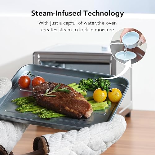 Miniatura 4 de Combo de horno tostador 6 en 1, freidora de aire de acero inoxidable de 12.7 cuartos de galón con infusión de vapor, horno tostador de convección de