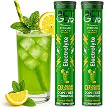DIET GEAR Energy Drink - 10 litre Zero Sugar,Zero Caffeine Electrolytes | 40 Effervescent Servings | Added 7 Essential Electrolyte Salts + Vit C |Pudina Masala Flavor, tablet, 2 count