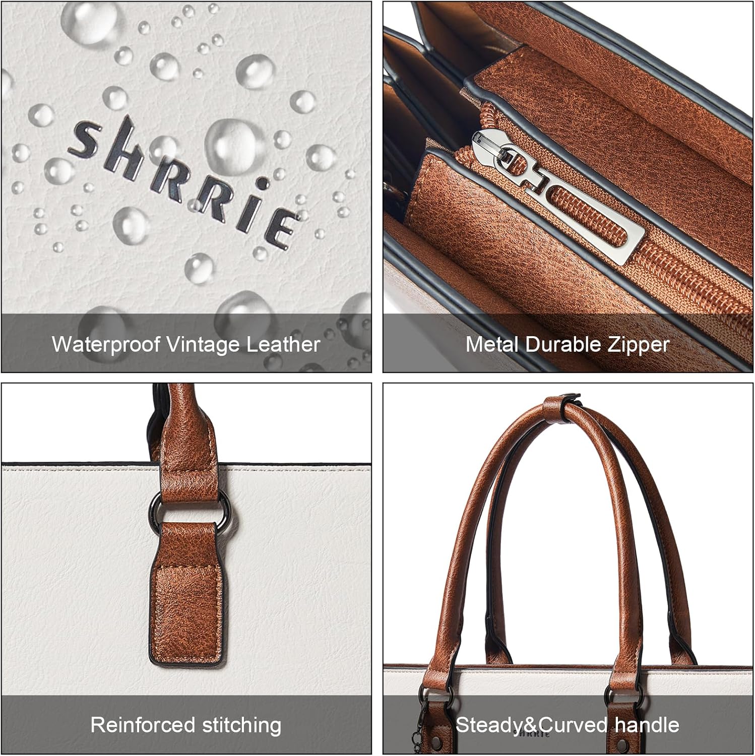 Shrrie 15.7 Inch Laptop Tote Bag for Women 15.6 Inch Waterproof Leather Computer Bags