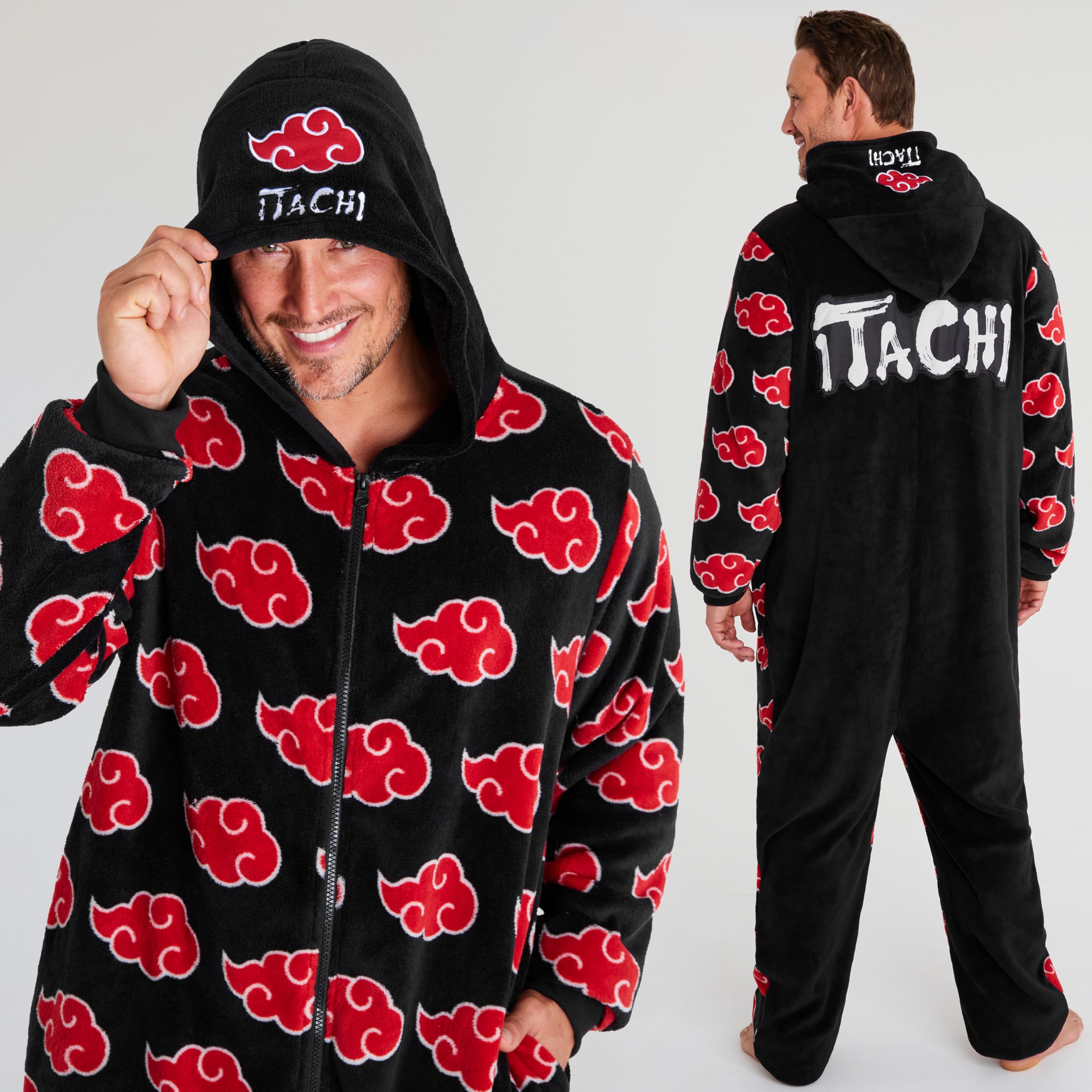 NARUTO Combinaison Pyjama Homme et Ado M-3XL, Polaire à Capuche Akatsuki, Tenue d'Intérieur Homme, Idée Cadeau Anime