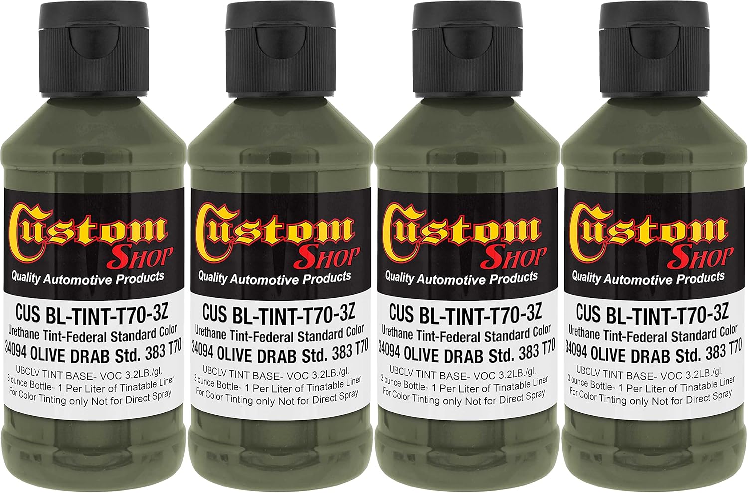 Custom Coat Camouflage Series 3 Ounce (Olive Drab Federal Standard Color #34094) - Pack of 4 - Urethane Tint Concentrate for Tinting Truck Bed Liner Coatings - Epoxy Resin
