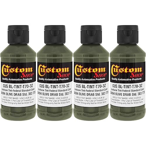 Custom Coat Camouflage Series 3 Ounce (Olive Drab Federal Standard Color #34094) - Pack of 4 - Urethane Tint Concentrate for Tinting Truck Bed Liner Coatings - Epoxy Resin