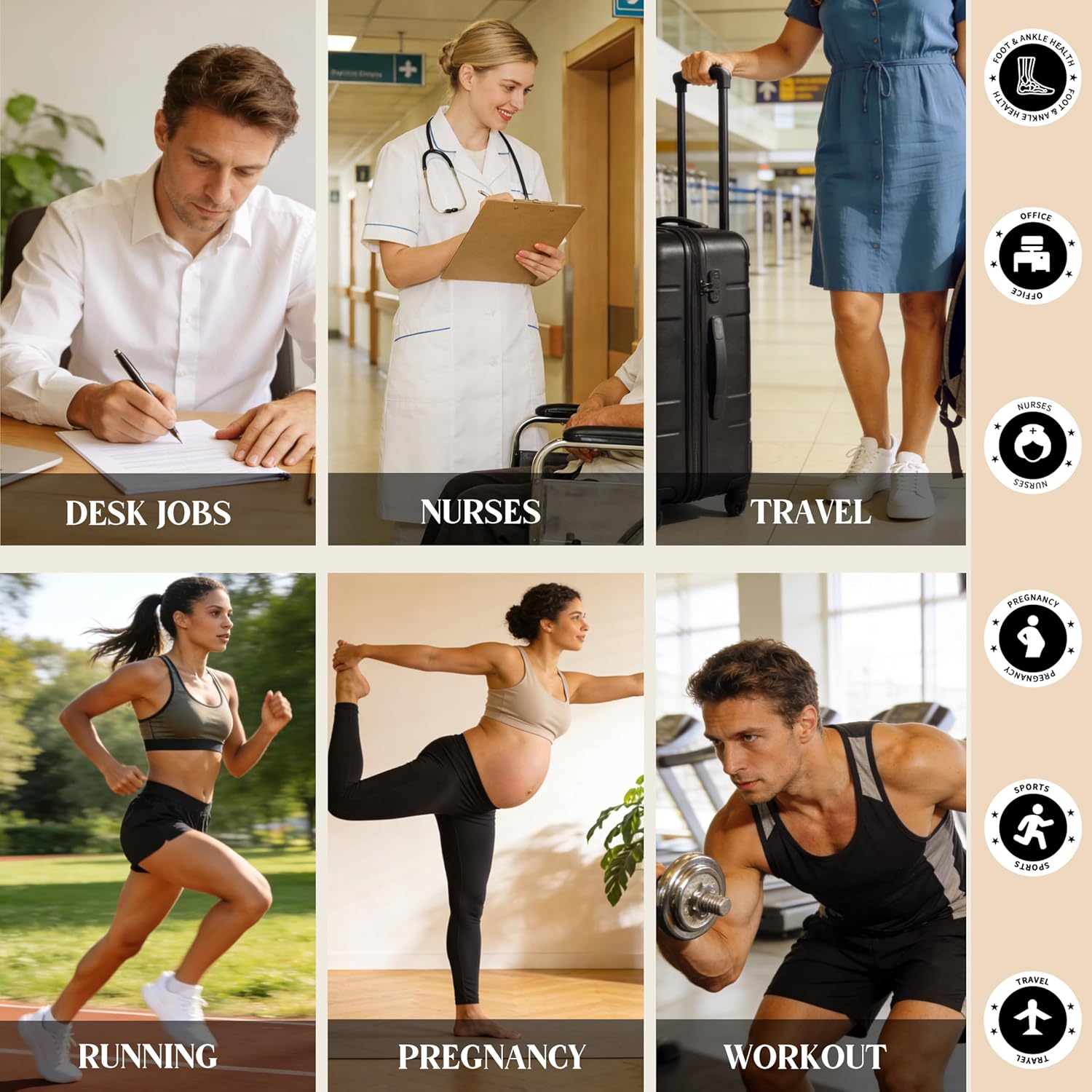 Premium Coton Compression Socks for Women&Men 15-20mmHg Knee High Sock for Nurses, Flying, Travel, Pregnancy - Image 5