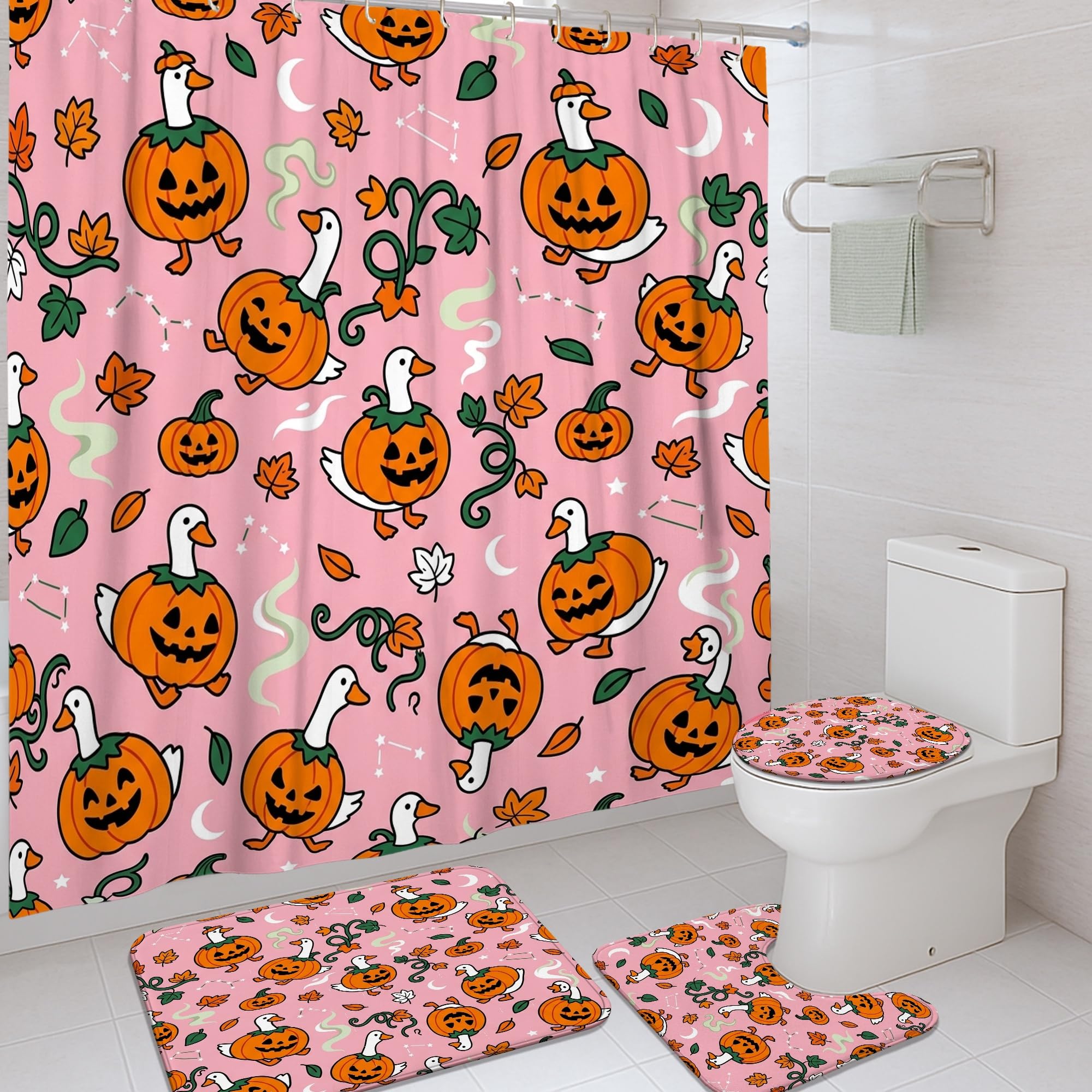 Ensemble de rideaux de douche Halloween décoration de salle de bain