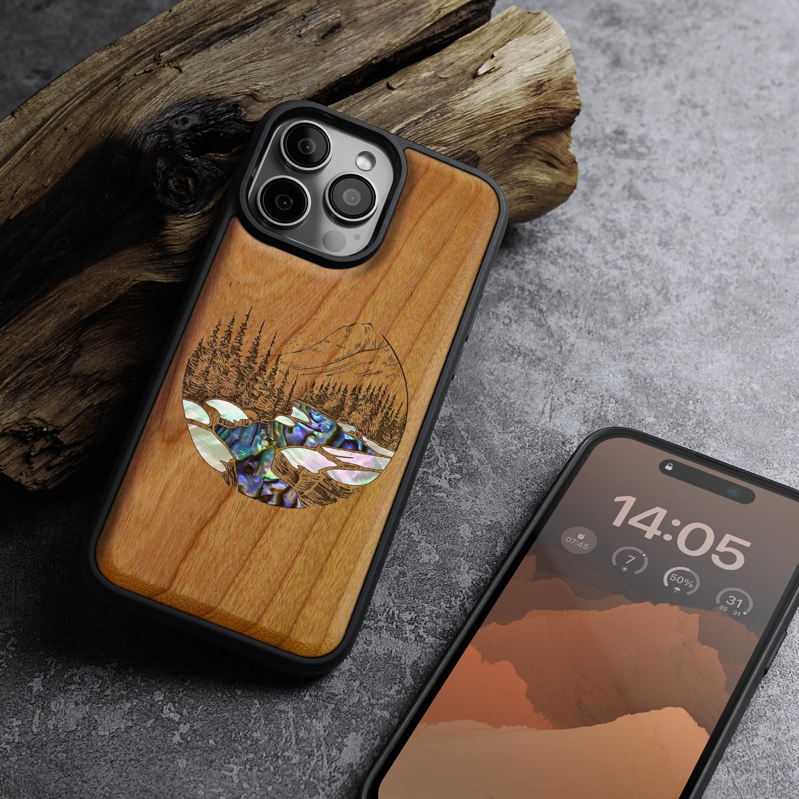 Cover IPhone 16 In Legno Con Intarsio Di Conchiglie – Custodia Magnetica, Compatibile MagSafe - 3
