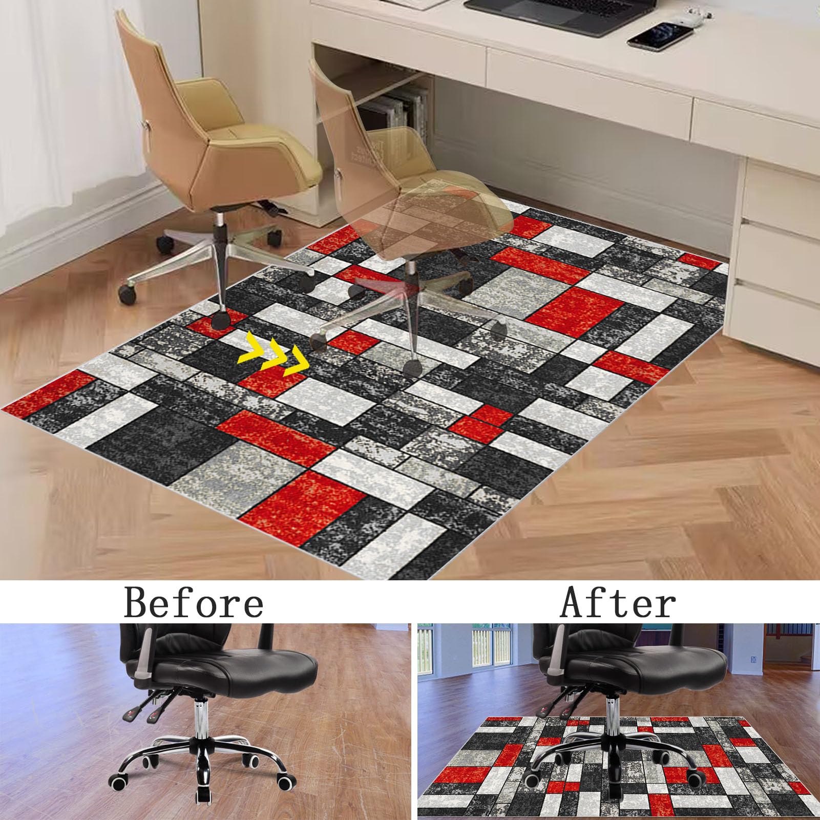 70 x 100 cm Heavy Duty Office Chair Mat for Carpeted Floor Computer Gaming Desk Chair Mat for Carpet Hard Floor Protector Mat for Rolling Chair Carpet Protector Chair Mat Floor Mat for Office Chair - Image 4