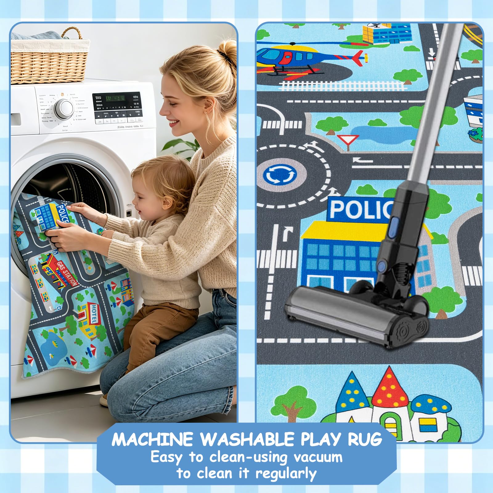 Capslpad Alfombra educativa para niños, de 6.6 x 5 pies, camino de tráfico, tapete para coche, tapete grande para aprendizaje y juegos, alfombra para sala de juegos, sala de estar, guardería,