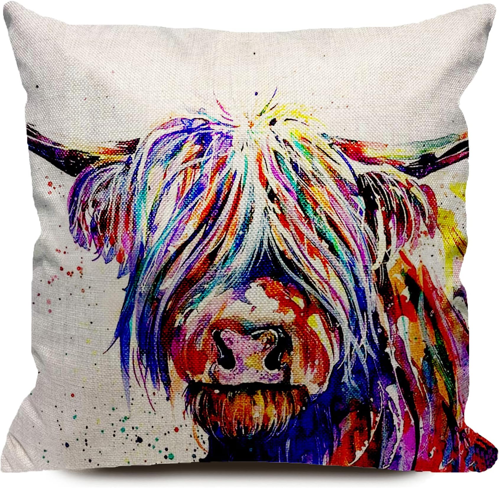 HUASHUZI Cushion Cover 40 x 40 cm Cow Cushion Cover Decorative Gifts for Highland Cow Scotland Sofa Cushion Covers Highland Cow Decorative Cushion Cover Sofa Bedroom Living Room Decorative Cushion